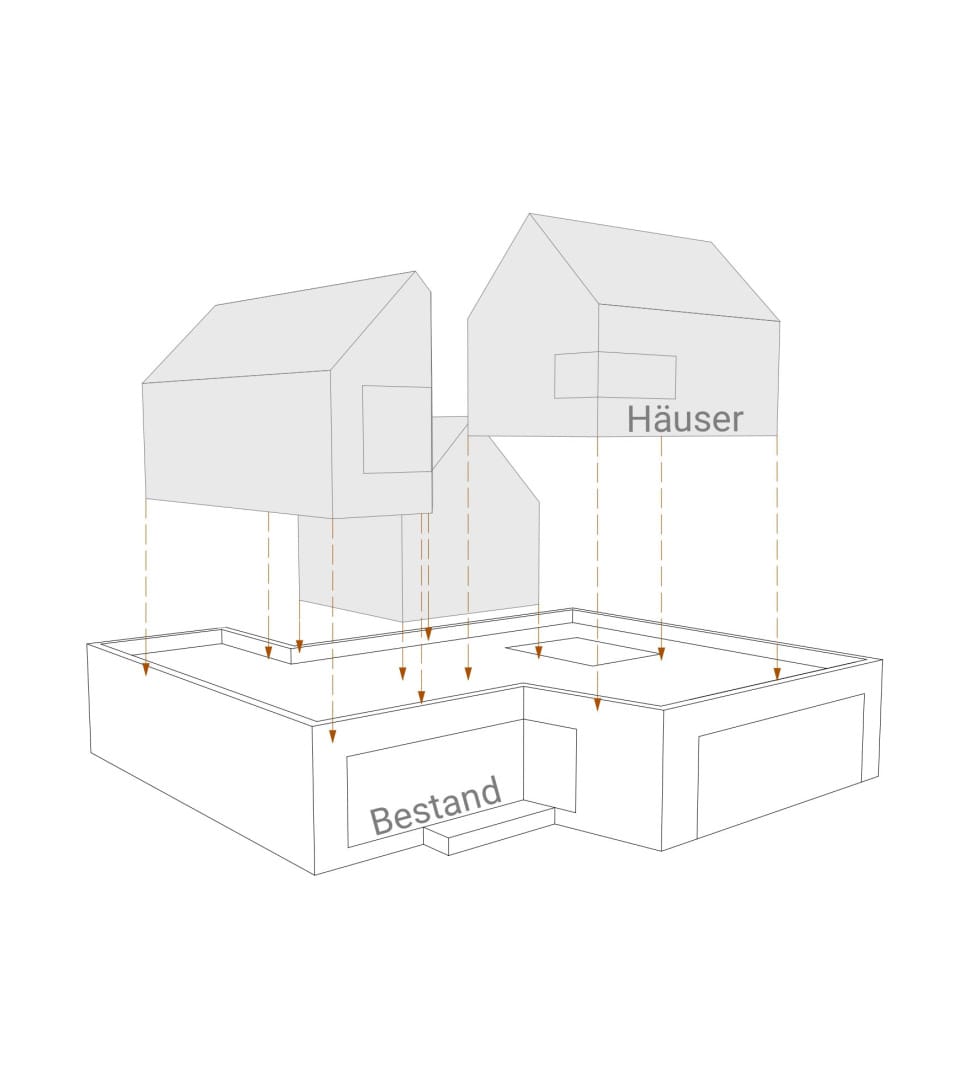 Haus aus Häusern Beelen 3D Ansicht Sockel und Geschosse